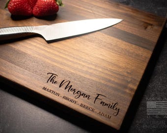 Housewarming Gift | Engraved Wood Cutting Board | Gift for New Family | Wedding Present | Customized for Him or Her