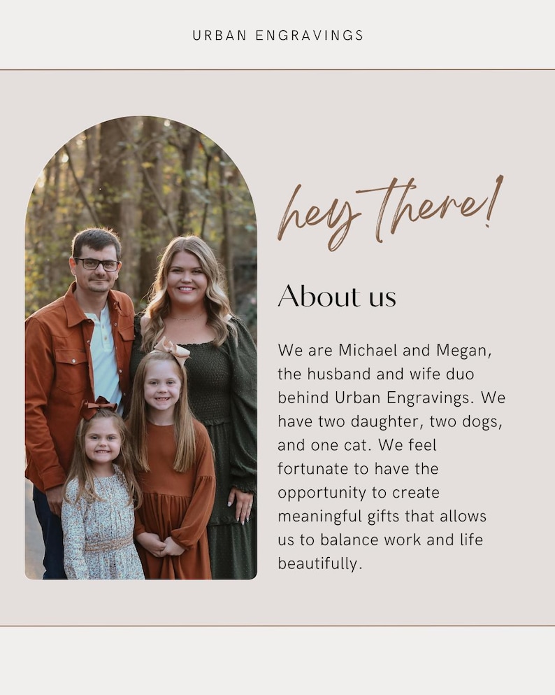 a family of four - a man, a woman, and two young girls - posing together in a wooded area.