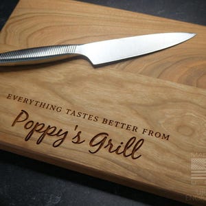 Personalized Walnut Cutting Board for Grandpa | Poppy | Everything Tastes Better From Grandpa's Grill | Custom Father's Day Gift Christmas