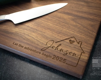 Personalized Wood Cutting Board for Housewarming Gift | Real Estate Closing Gift for Cooking and Baking | Engraved Gift | Address Board