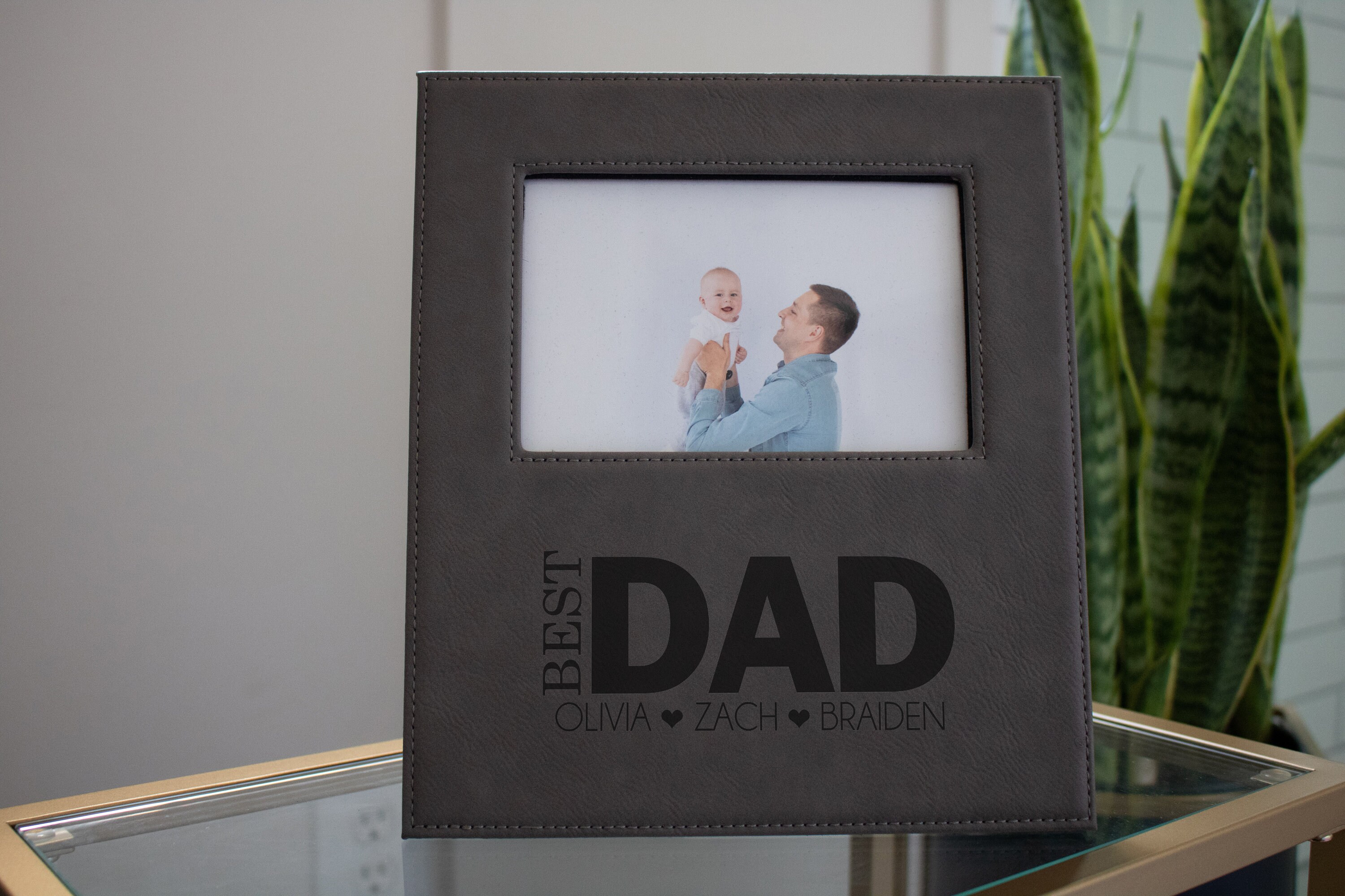 Father's Day Gift | Engraved Leather Picture Frame | Gift for Dad or ...