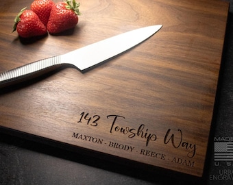Personalized Wood Cutting Board for Housewarming Gift | Real Estate Closing Gift for Cooking and Baking | Engraved Gift | Family Closing