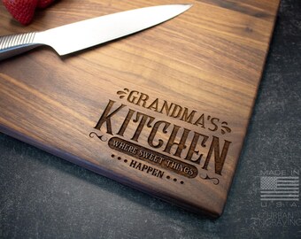 Grandma’s Kitchen | Personalized Cutting Board | Engraved Nana's Granny's Grandma's Gigi's MiMi's Kitchen | Custom Housewarming Christmas