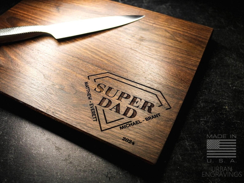 Father's Day Gift | Engraved Wood Cutting Board | Gift for Dad or Stepdad | Best Dad Present | Customized for Him | Multiple Options Option 317