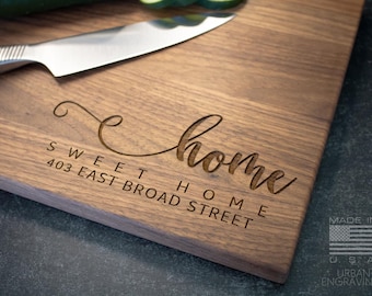 Personalized Wood Cutting Board for Housewarming Gift | Real Estate Closing Gift for Cooking and Baking | Engraved Gift | Address Board