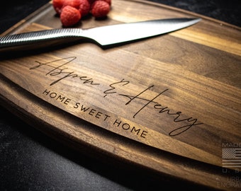 Personalized Laser Engraved Cutting Board for Couples, Family, Housewarming, and Realtors | 311