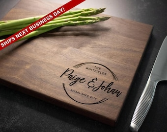 Custom Engraved Cutting Board, Personalized Housewarming Gift, Wedding Present, Couple Engagement, Anniversary, Real Estate Client Gift 236