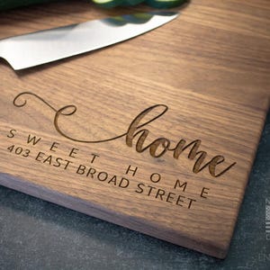 Personalized Wood Cutting Board for Housewarming Gift | Real Estate Closing Gift for Cooking and Baking | Engraved Gift | Address Board
