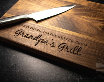 Personalized Walnut Cutting Board for Grandpa  | Everything Tastes Better From Grandpa's Grill | Custom Father's Day Gift Christmas | 297