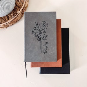 Personalized Birth Flower Journal | Dear Daughter Journal | Memory Keepsake Journal | Custom Journal Notebook | Gift for Daughter or Friend