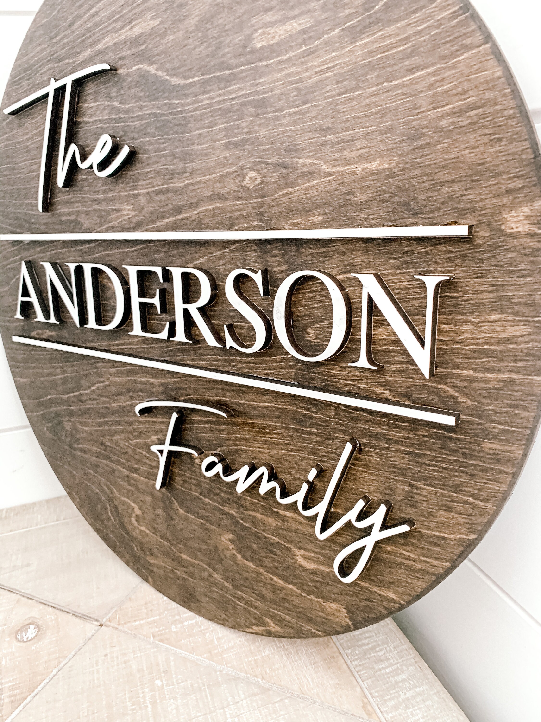 Personalized Round Family Wall Sign, Personalized 3D Wood Sign ...