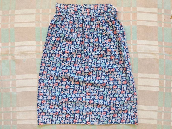 1930's Feedsack Skirt M Medium 28 27 Waist Vintage