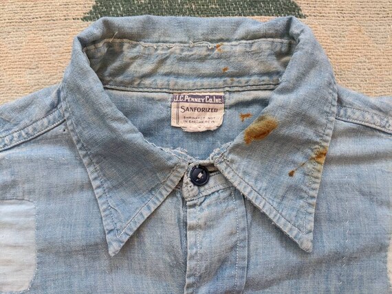 1930's 40's Chambray Shirt S Small Vintage 1930s C