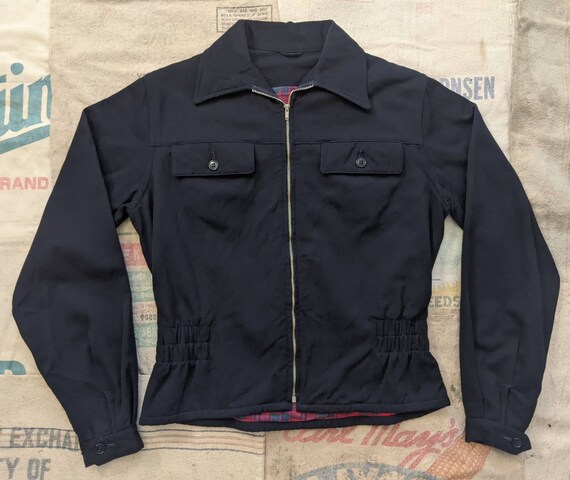 1930's Zip Up Gabardine Jacket M Medium S Small Vi