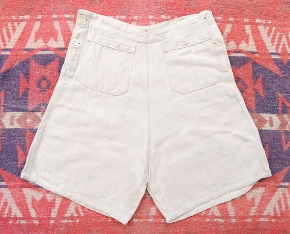 1930's French Linen Shorts 27 28 Waist M Medium Vi