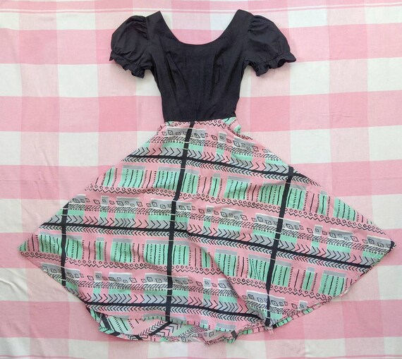 1950's Pastel Atomic Dress 25 Waist XS S Small Vin