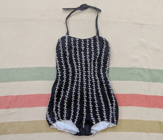 1940's Embroidered Swimsuit S Small Telephone Cord