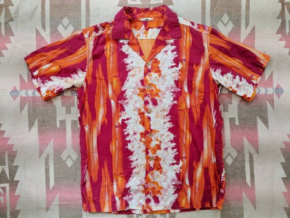 1950's Kamehameha Wave Border Print Cotton Aloha S