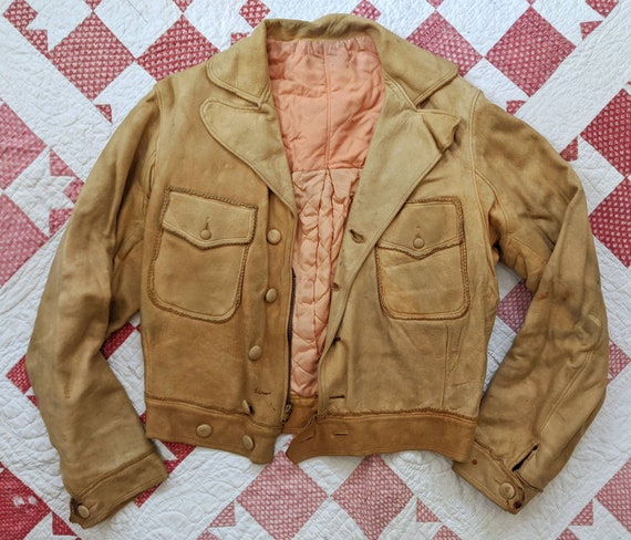 1960's does 1940's Felt Jacket M Medium Vintage Fa