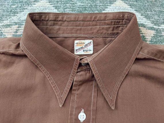 1930's Short Sleeve Dagger Collar Shirt M Medium L