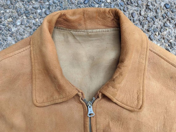 1930's 40's Belt Back Leather Jacket S Small M Med