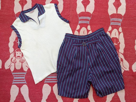 1950's Jantzen 2 Piece Knit Top Shorts Set M Mediu