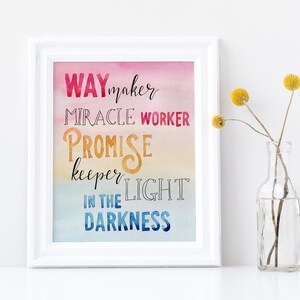 Waymaker Watercolor Print Home Decor Office Decor Christian Decor Free ...