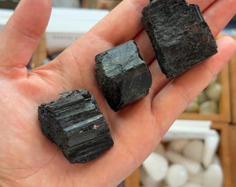 Raw Black Tourmaline Crystal Chunk: Protection and Grounding Stone, natural rough crystal