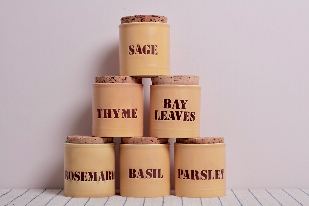 Kiln Craft Staffordshire Pottery 70s Spice Jars With Cork Lids Etsy