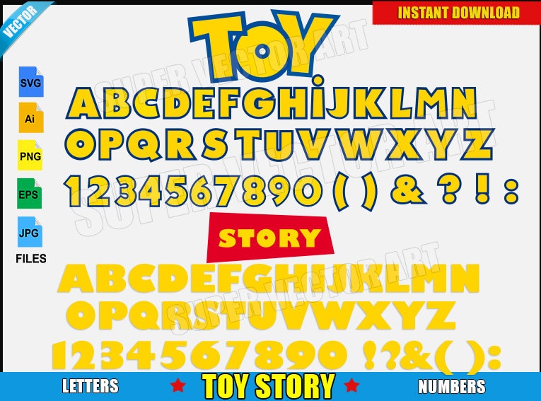 Toy Story Alphabet Vector Clipart SVG png Disney Pixar Movie | Etsy