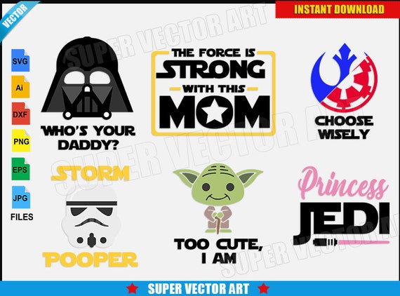 Star Wars Vektor Clipart Zitate Svg Eps Png Digitale Etsy