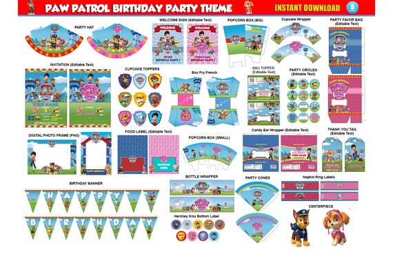 Paw Patrol Kit Printable Birthday Party PDF JPG Invitation | Etsy