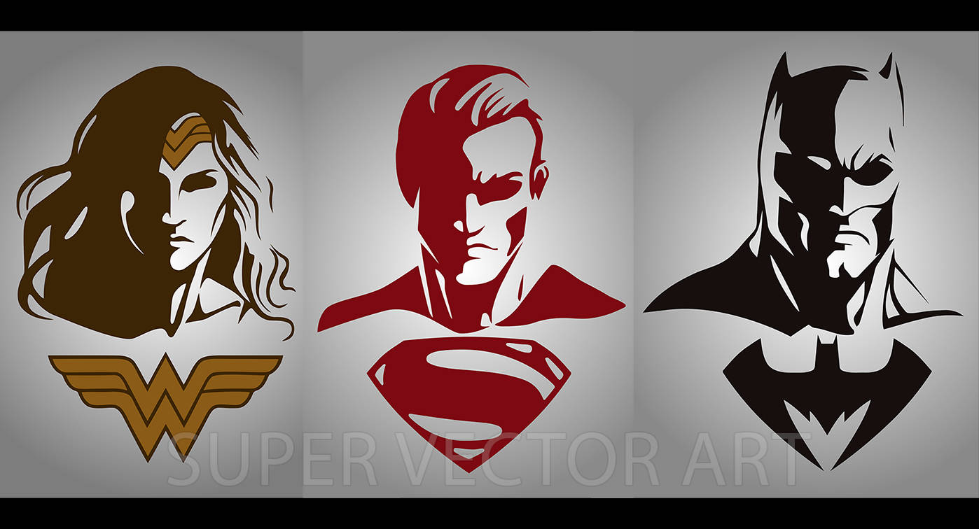 Download Batman Superman Wonder Woman Vector Clipart Silhouette SVG | Etsy