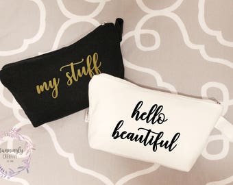 Personalized Makeup Bag, Custom Cosmetic Bag, Travel Bag, Bridesmaid Gifts, Gift for Her, Bridesmaid Name Makeup Bag, Custom Toiletry Bag