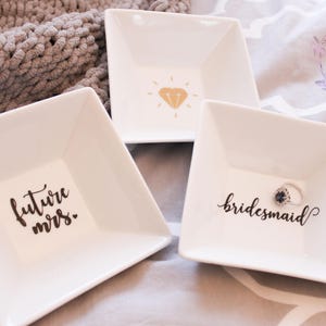 Ring Dish, Jewelry Dish, Trinket Tray, Personalized Engagement Ring Dish, Bridesmaid Gift, Wedding Favor, Personalized Bridal Party Gift