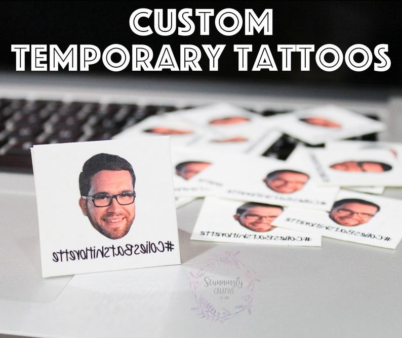 Temporary Tattoos Custom, Custom Tattoos, Custom Face Tattoos, Photo Temporary Tattoos, Fake Tattoos, Bachelorette Tattoos, Fun Party Tattoo image 1