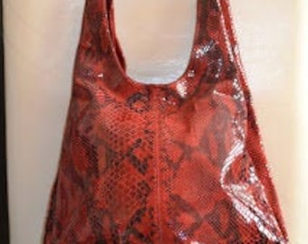 Vintage red genuine leather bag