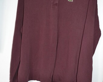 Vintage Lacoste burgundy t-shirt with long sleeves