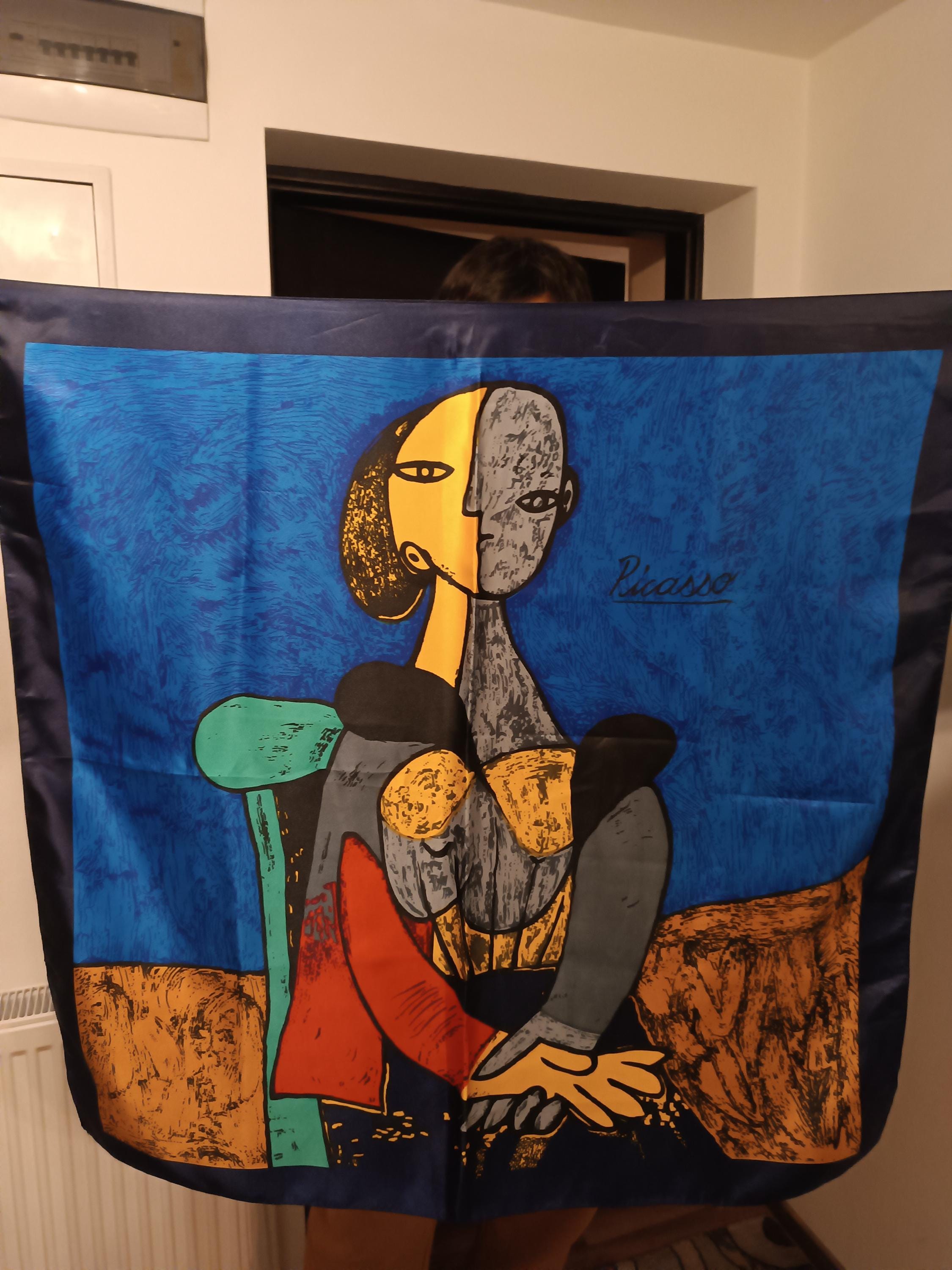 Foulard Vintage Picasso - Motif Géométrique Multicolore - Polyester - Fabriqué En Italie