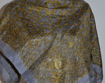 Vintage silk scarf , tiger print