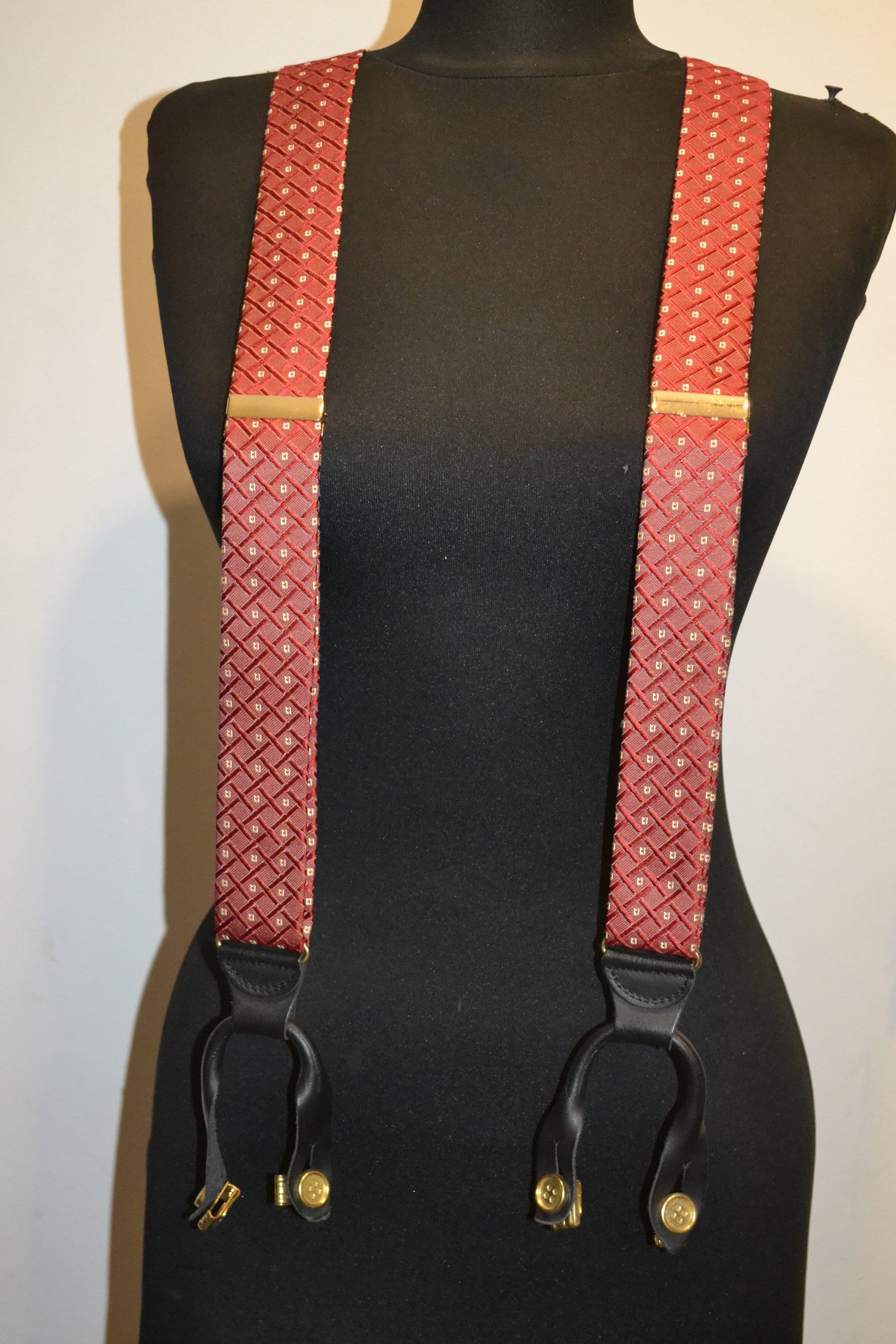 Maroon Trouser Braces Y-shape Back Suspenders TRAFALGAR Circa 1970s 