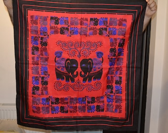 Vintage silk scarf /elephants print