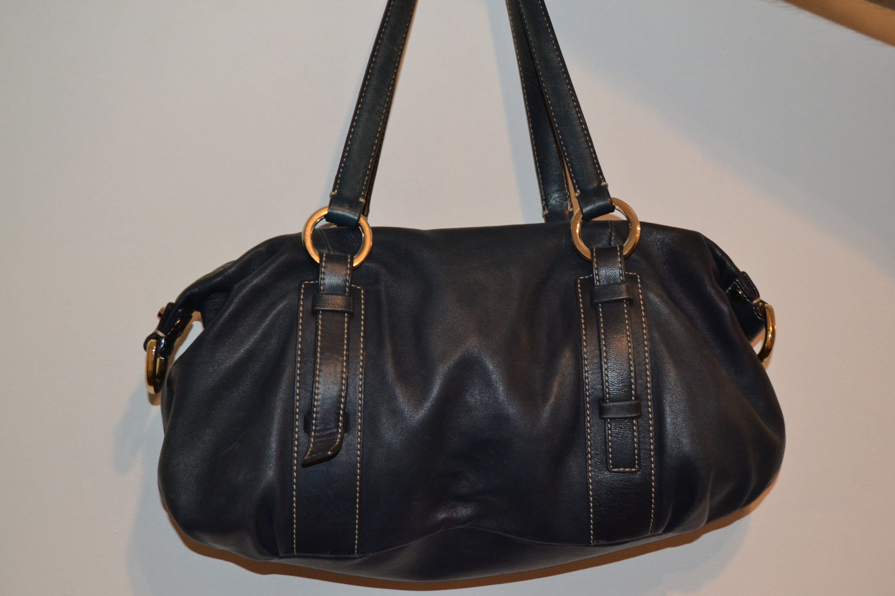 Vintage Coccinelle blue leather bag | Etsy