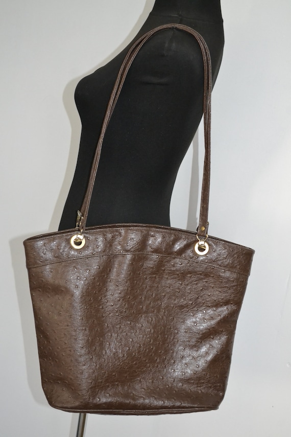 Sac Cabas Vintage SABRINA En Cuir Marron - Porté Main - Occasion Bon état