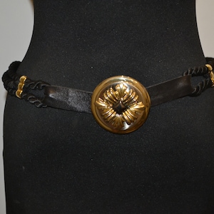 Vintage leather belt statement buckle