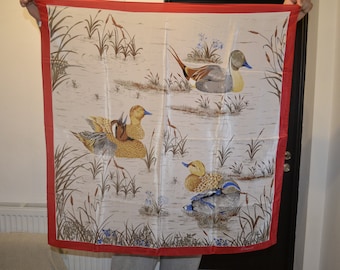 Vintage Constanze silk scarf , ducks print