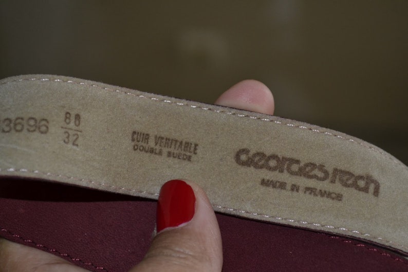 Vintage burgundy leather belt