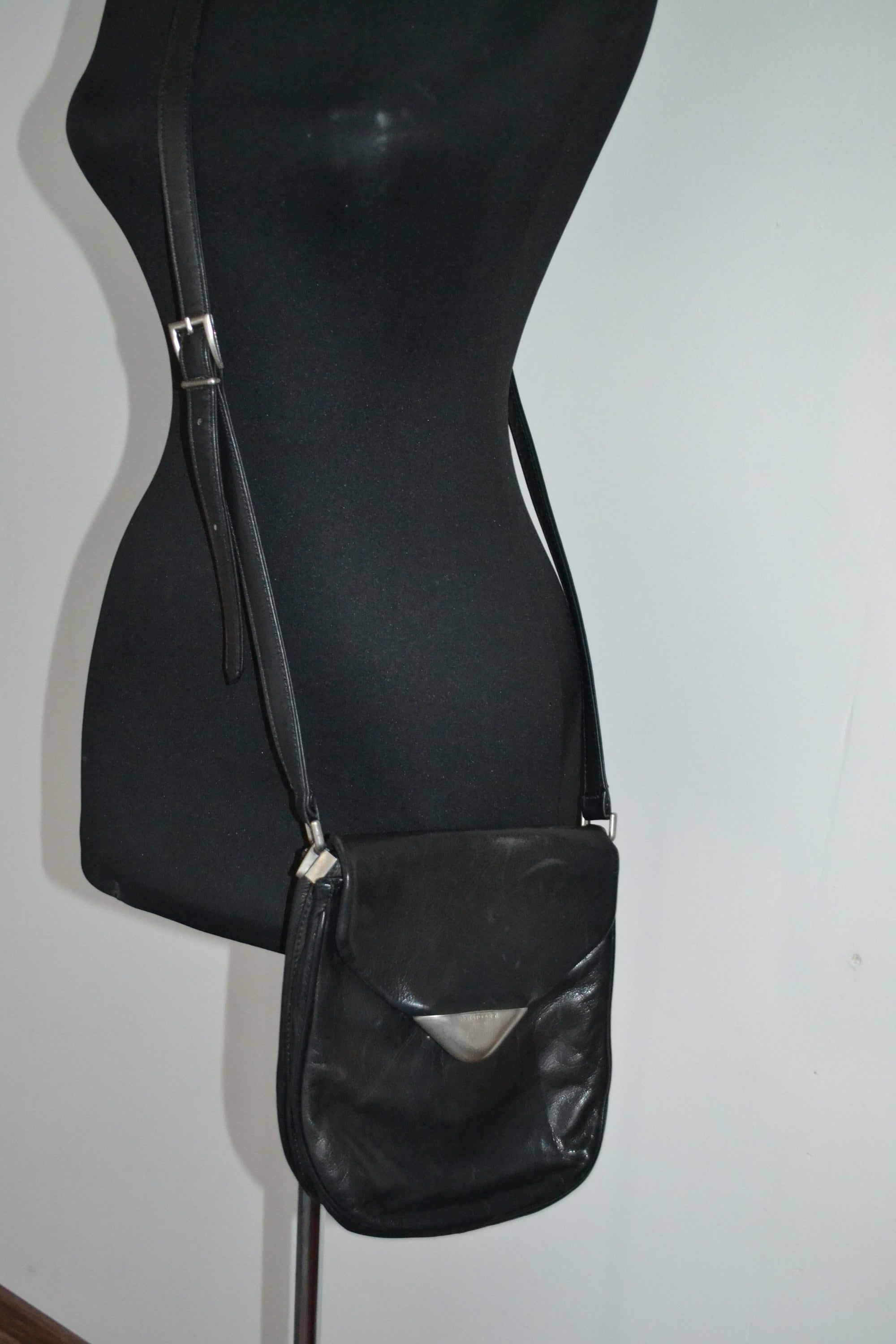 Vintage Black Leather Renato Angi Evening Bag 