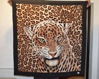 Vintage Elegance Paris silk scarf , tiger print