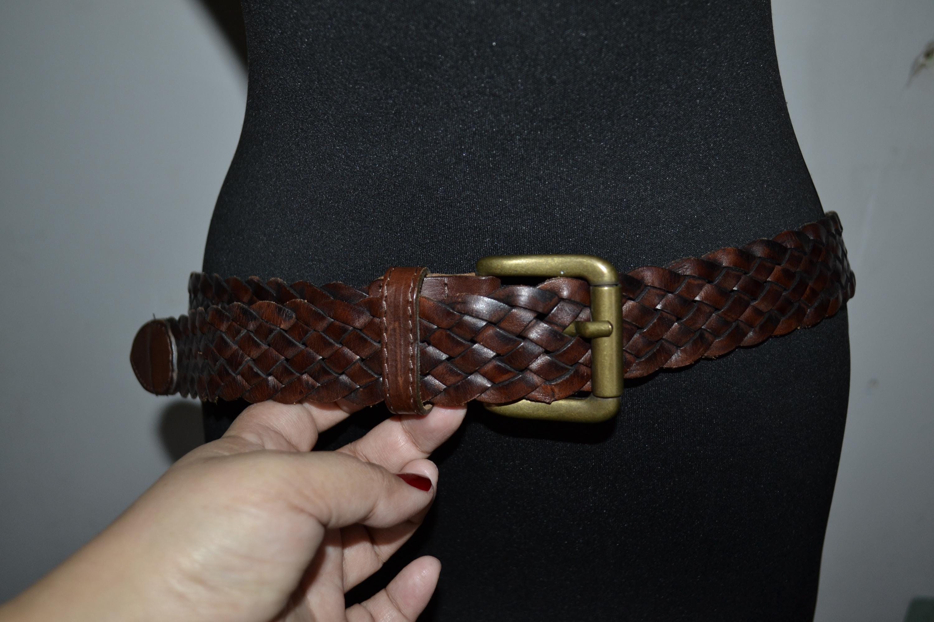 Vintage Braided Brown Leather Belt - Etsy